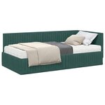 vidaXL Cadre de lit d'angle avec matelas 2 pièces Vert foncé