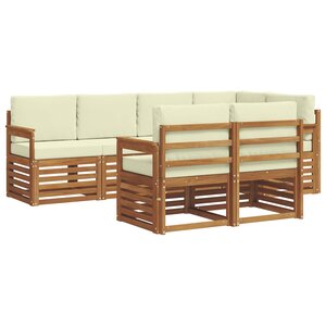 vidaXL Ensemble de canapés d'extérieur 7 pc Naturel et Crème Polyester