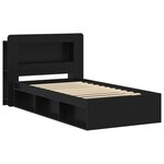 vidaXL Cadre de lit avec rangement Noir 75 x 190 cm Bois d'ingénierie