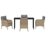 vidaXL Ensemble de Salle à Manger de Jardin de 5 Pièces avec Coussins Beige Rattan PE