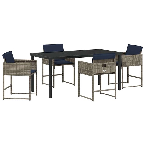 vidaXL Ensemble de salle à manger pour jardin 5 Pièces Gris Poly rotin