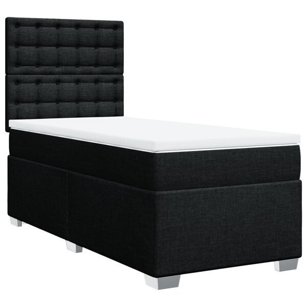 vidaXL Sommier à lattes de lit avec matelas Noir 90x200 cm Tissu