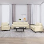 vidaXL Ensemble de canapés 3 Pièces avec coussins Crème Similicuir