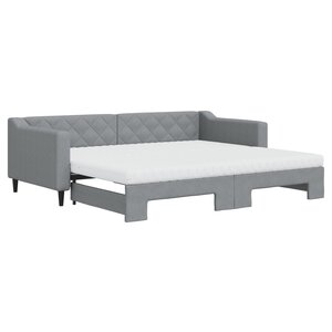 vidaXL Lit de jour avec gigogne et matelas gris clair 90x200 cm tissu