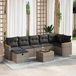 vidaXL Salon de jardin 8 Pièces avec coussins gris résine tressée