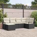 vidaXL Ensemble de canapé de jardin avec coussin 6 Pièces Noir et Crème