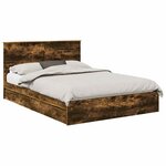 vidaXL Lit de Rangement Chêne fumé 140 x 190 cm Bois d'ingénierie