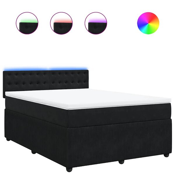 vidaXL Sommier à lattes de lit avec matelas Noir 140x200 cm Velours