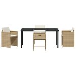 vidaXL Set de salle à manger de jardin de 5 pièces avec coussins - Rotin poly beige