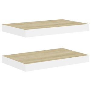 vidaXL Étagères flottantes 2 Pièces Chêne et blanc 40x23x3 8 cm MDF
