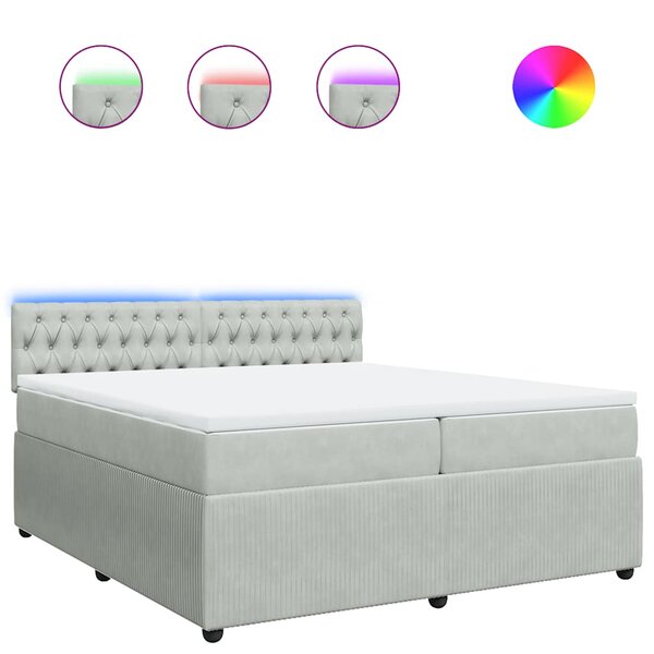 vidaXL Sommier à lattes de lit et matelas Gris clair 200x200cm Velours