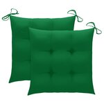 vidaXL Chaises de jardin avec coussins vert lot de 2 Bois teck massif