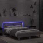 vidaXL Cadre de lit avec tête de lit et LED sonoma gris 120x200 cm