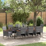 vidaXL Ensemble de salle à manger de jardin 9 pièces Gris Rattan PE
