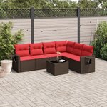 vidaXL Salon de jardin avec coussins 7 Pièces marron résine tressée