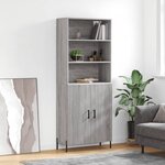 vidaXL Buffet haut Sonoma gris 69 5x34x180 cm Bois d'ingénierie
