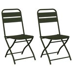vidaXL Chaises de jardin pliantes 2 Pièces Vert foncé 42x52x82 cm Acier revêtu de poudre