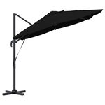 vidaXL Parasol Roma à Bras Déporté Noir et Noir 352 x 251 x 260 cm