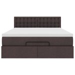 vidaXL Lit ottoman avec matelas et LED marron foncé 140x190 cm tissu