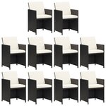 vidaXL Ensemble à manger de jardin coussins 11 Pièces Résine tressée Noir