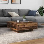 vidaXL Table Basse Bois vieilli Bleu 80 x 80 x 31 cm Bois d'ingénierie