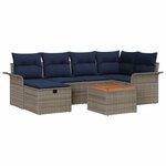 vidaXL Ensemble de canapé de jardin avec coussin 7 Pièces Gris Poly rotin