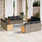 vidaXL Salon de jardin avec coussins 12 Pièces gris résine tressée