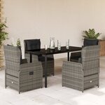 vidaXL Ensemble à manger de jardin 5 Pièces coussins gris résine tressée