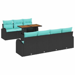 vidaXL Ensemble de canapé de jardin 8 Pièces Noir Poly rotin