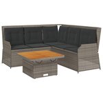 vidaXL Salon de jardin 4 Pièces avec coussins Gris Résine tressée