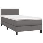 vidaXL Sommier à lattes de lit et matelas LED Gris 80x200cm Similicuir