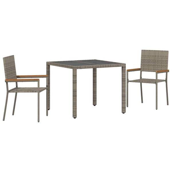 vidaXL Ensemble de salle à manger pour jardin 3 Pièces Gris polyrotin