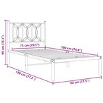 vidaXL Cadre de lit métal sans matelas avec tête de lit noir 75x190 cm