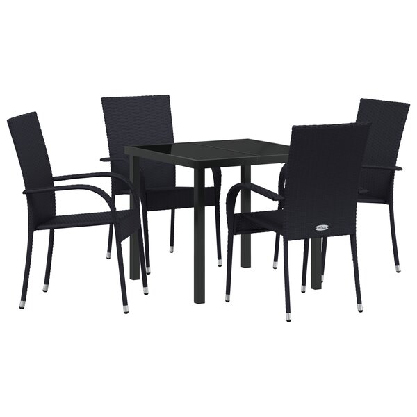 vidaXL Ensemble de salle à manger de jardin 5 pièces Noir Rattan PE