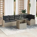 vidaXL Ensemble de canapé de jardin 7 Pièces Gris clair 100 x 55 x 73 cm