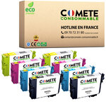COMETE, Entreprise française - 502XL - 8 Cartouches d'encre Compatibles avec EPSON 502 ou 502XL Jumelles - pour Cartouche Epson 502 Expression Home XP 5100 XP 5105, Workforce WF-2860 WF-2865 (Pack DE 8)