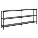 vidaXL Table console avec dessus en verre noir 194 5x30x81 cm acier