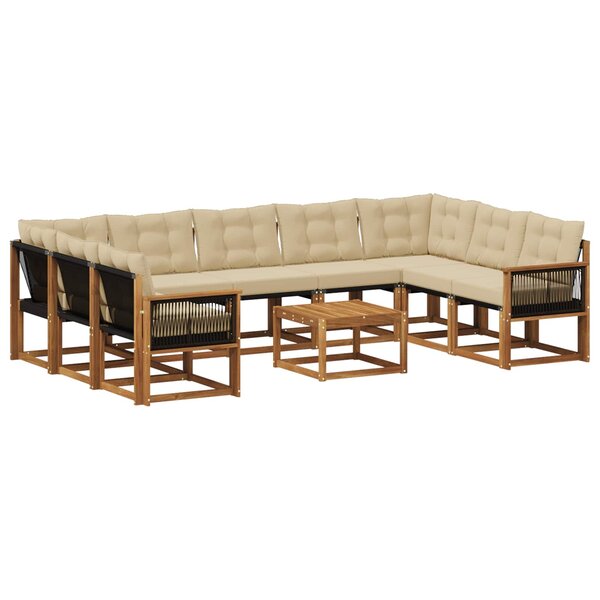 vidaXL Ensemble de canapés d'extérieur 10 Pièces Naturel et Beige