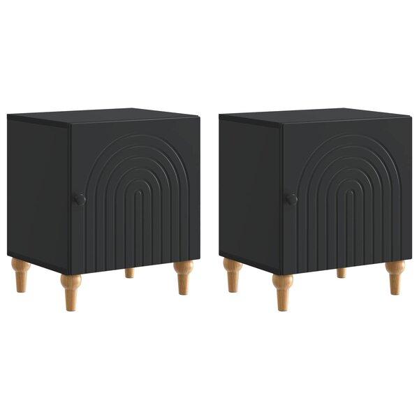 vidaXL Cabinet de chevet 2 pc Noir 43 x 34 5 x 50 cm Bois d'ingénierie