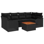 vidaXL Ensemble de canapé de jardin 7 Pièces Noir