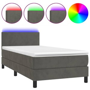 vidaXL Sommier à lattes de lit avec matelas et LED Gris foncé 80x200cm