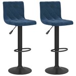Vidaxl tabourets de bar 2 pcs bleu velours