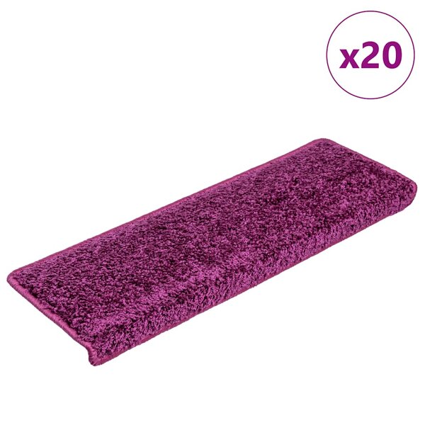 vidaXL Tapis d'escalier 20 pièces 65 x 21 x 4 cm Violet Bord rectangulaire
