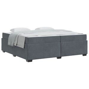 vidaXL Cadre de lit avec matelas Gris foncé 200 x 200 cm tissu