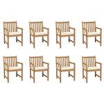 vidaXL Chaises de jardin 8 Pièces avec coussins crème Bois de teck massif
