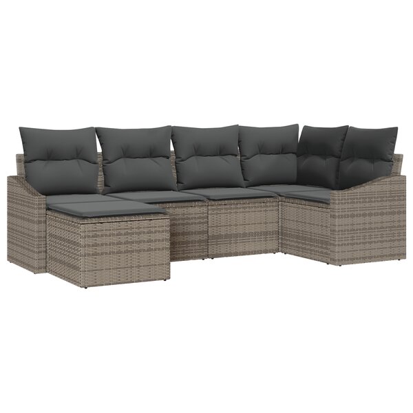 vidaXL Ensemble de canapés de jardin 6 pièces avec coussins gris en rotin