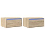 vidaXL Tables de chevet murales avec lumières LED 2 Pièces chêne sonoma