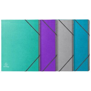 Trieur Agrafé 3 Rabats Avec Élastiques 12 Compartiments Tekso - A4 - Couleurs Assorties - X 8 - Exacompta