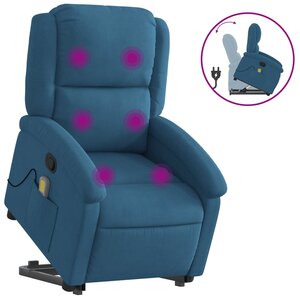 vidaXL Fauteuil de massage inclinable Bleu Velours