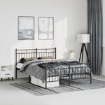 vidaXL Cadre de lit métal sans matelas avec pied de lit noir 135x190cm
